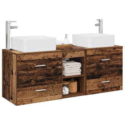 vidaXL Bathroom Cabinet Set 3 pcs Old Wood 129 x 41 x 80 cm 3
