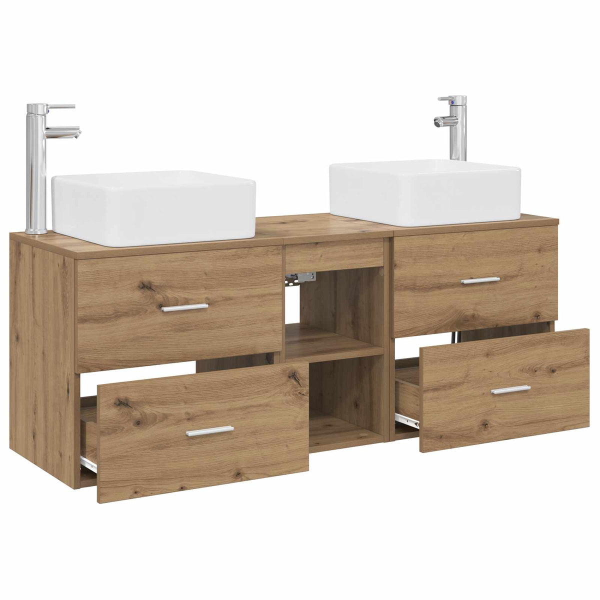 vidaXL Bathroom Cabinet Set 3 pcs Artisan Oak 129 x 41 x 80 cm 4