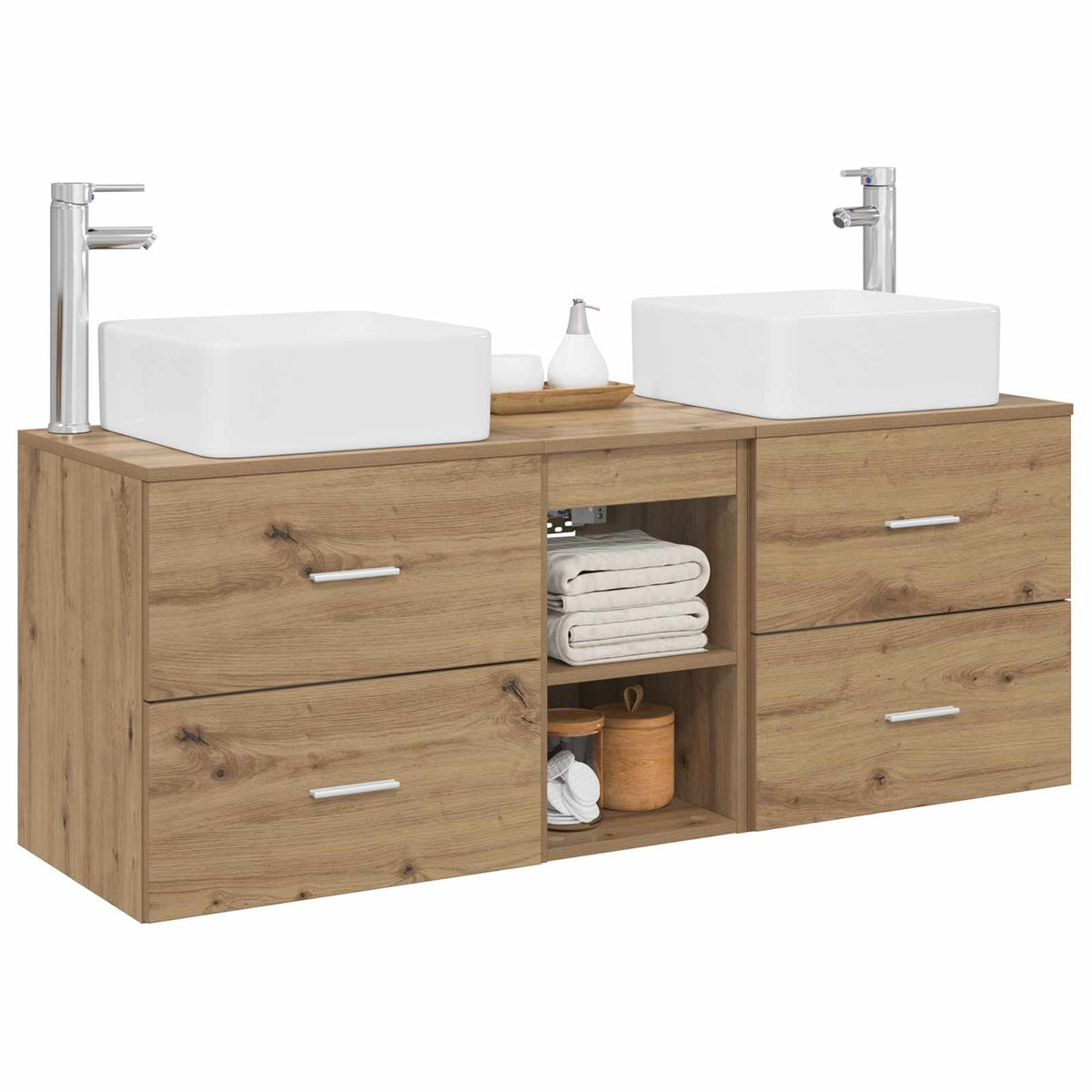 vidaXL Bathroom Cabinet Set 3 pcs Artisan Oak 129 x 41 x 80 cm 3