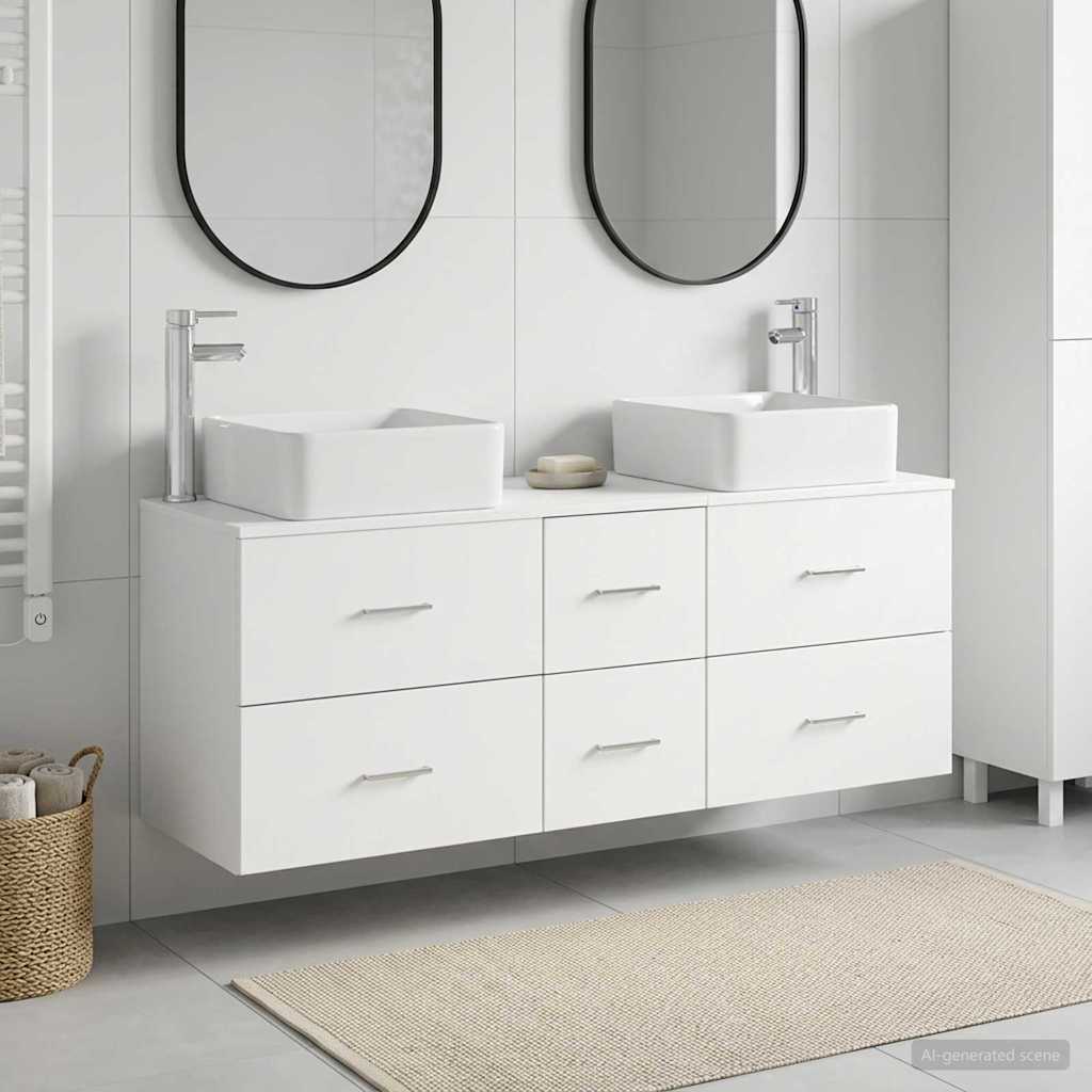 vidaXL Bathroom Cabinet Set 3 pcs White 129 x 41 x 80 cm 1