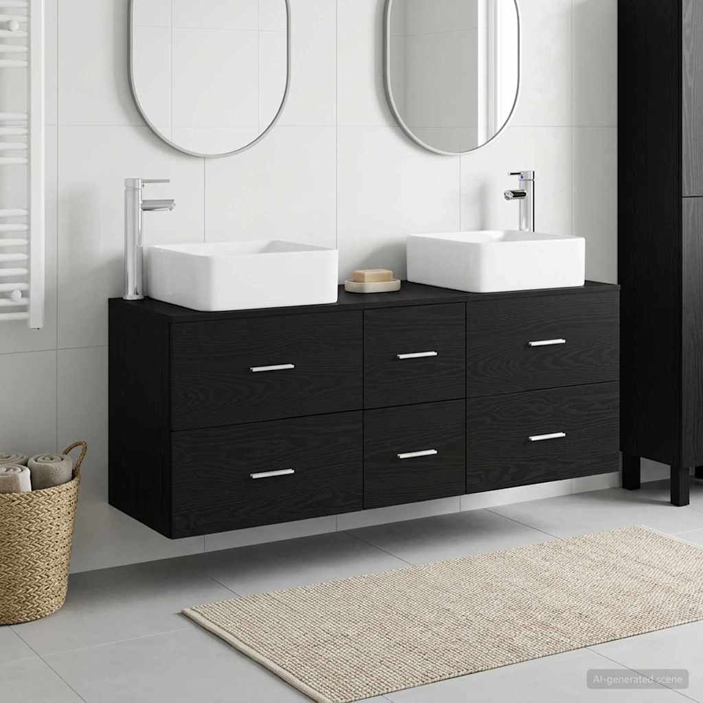 vidaXL Bathroom Cabinet Set 3 pcs Black 129 x 41 x 80 cm 1