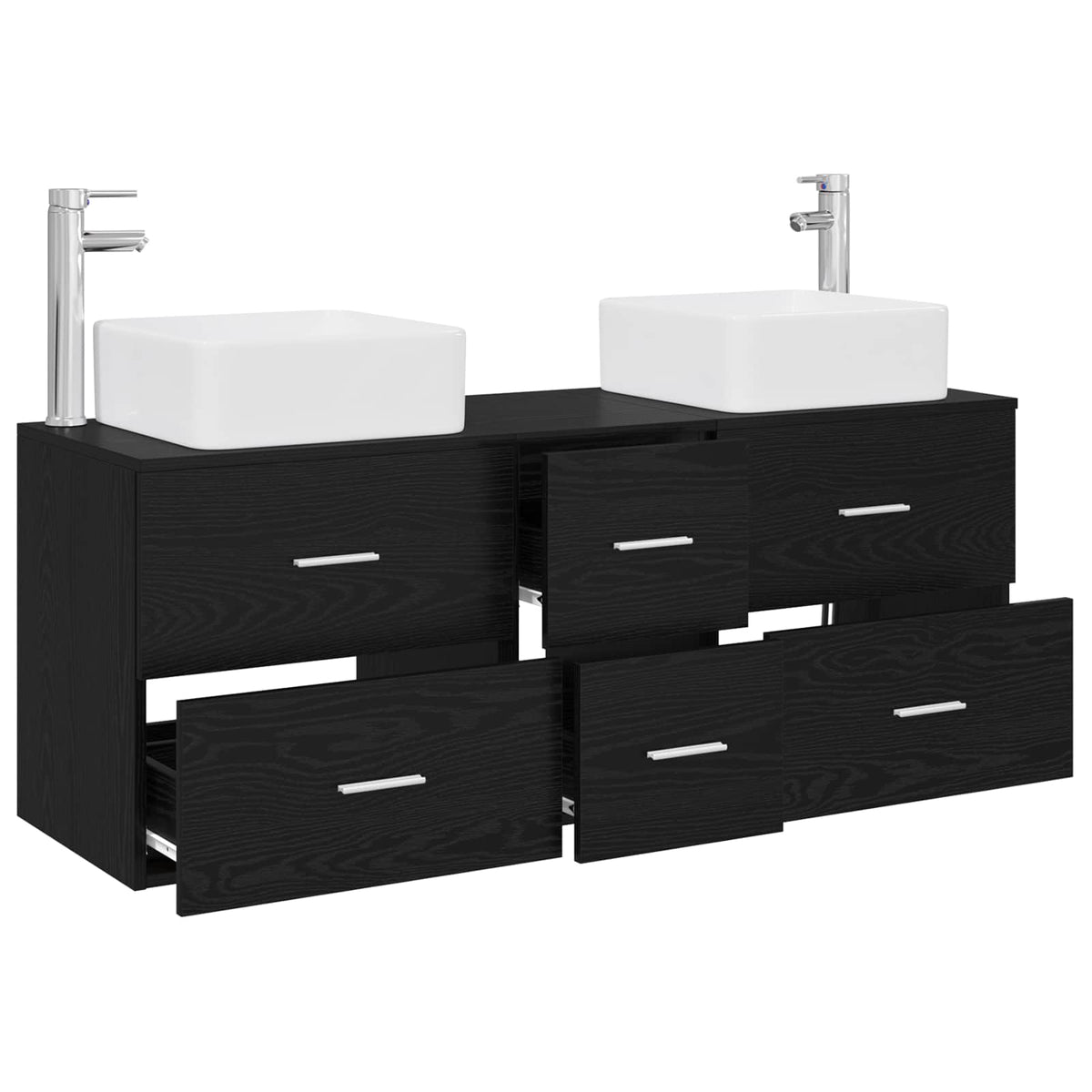 vidaXL Bathroom Cabinet Set 3 pcs Black 129 x 41 x 80 cm 3