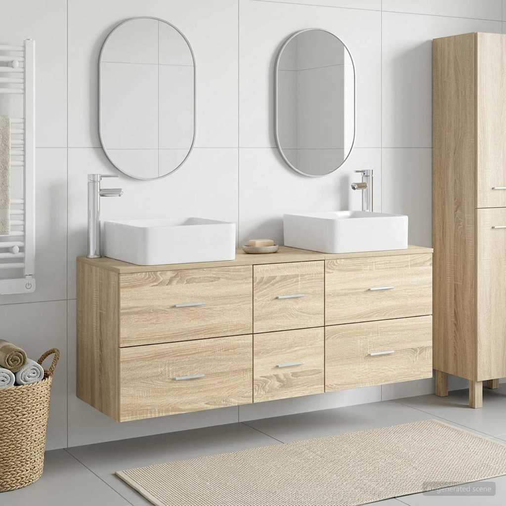 vidaXL Bathroom Cabinet Set 3 pcs Sonoma Oak 129 x 41 x 80 cm 1