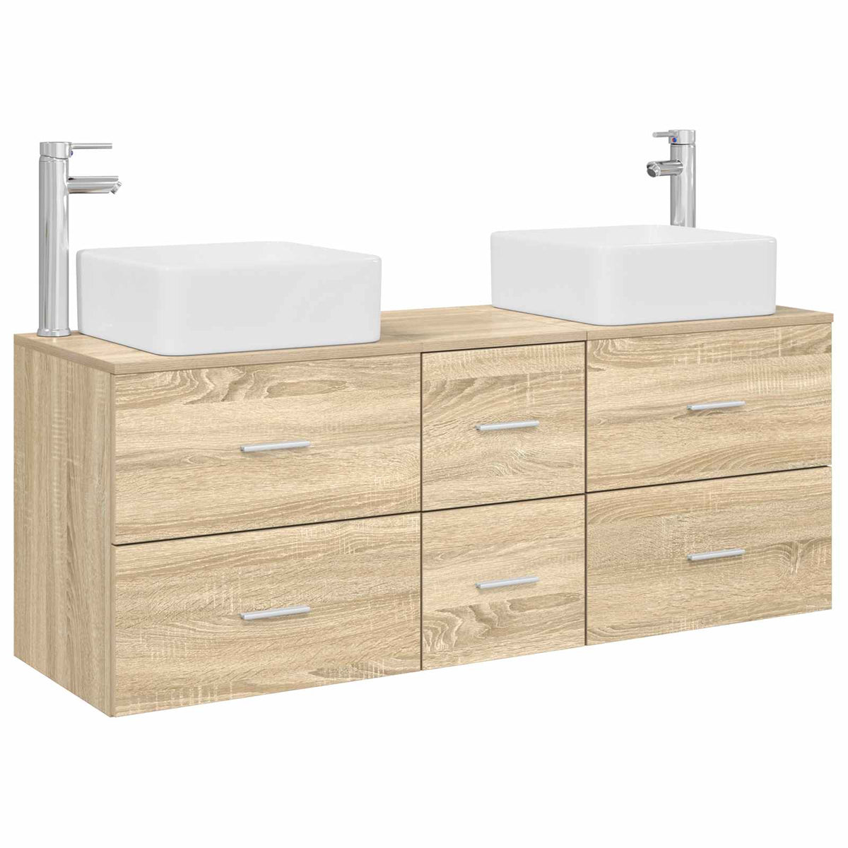 vidaXL Bathroom Cabinet Set 3 pcs Sonoma Oak 129 x 41 x 80 cm 2