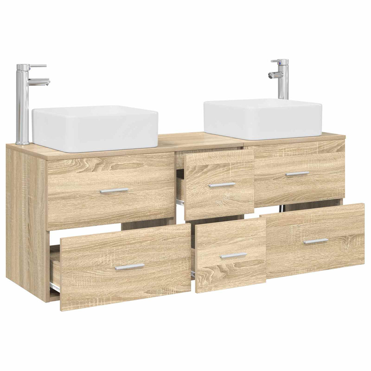 vidaXL Bathroom Cabinet Set 3 pcs Sonoma Oak 129 x 41 x 80 cm 3