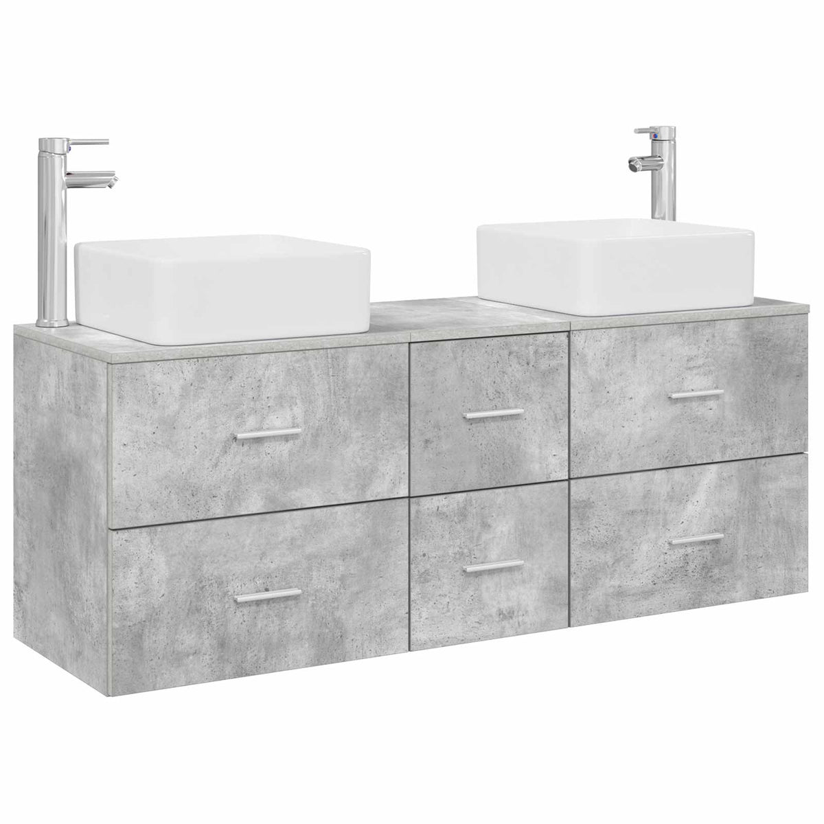vidaXL Bathroom Cabinet Set 3 pcs Concrete Grey 129 x 41 x 80 cm 2