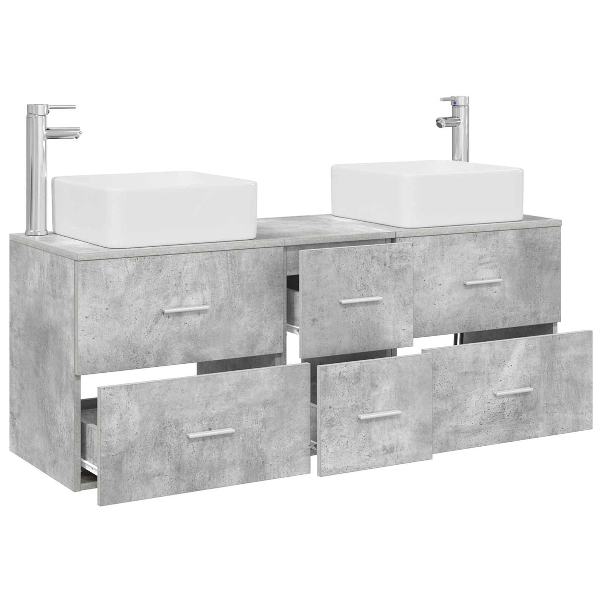 vidaXL Bathroom Cabinet Set 3 pcs Concrete Grey 129 x 41 x 80 cm 3