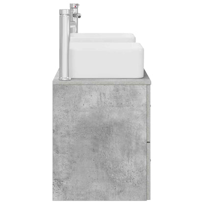vidaXL Bathroom Cabinet Set 3 pcs Concrete Grey 129 x 41 x 80 cm 6