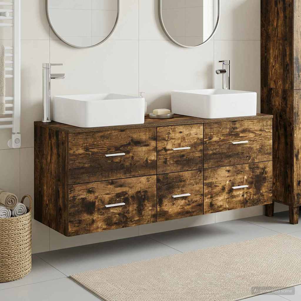 vidaXL Bathroom Cabinet Set 3 pcs Smoked Oak 129 x 41 x 80 cm 1