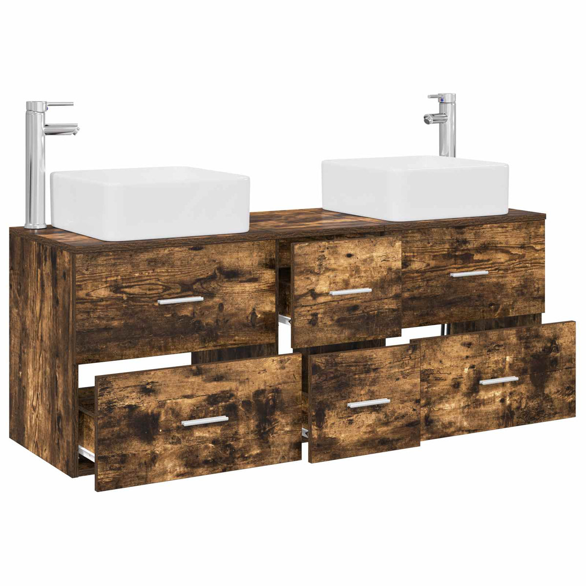 vidaXL Bathroom Cabinet Set 3 pcs Smoked Oak 129 x 41 x 80 cm 3