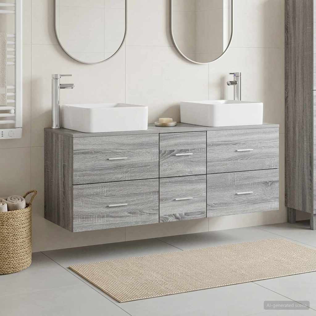 vidaXL Bathroom Cabinet Set 3 pcs Grey Sonoma 129 x 41 x 80 cm 1