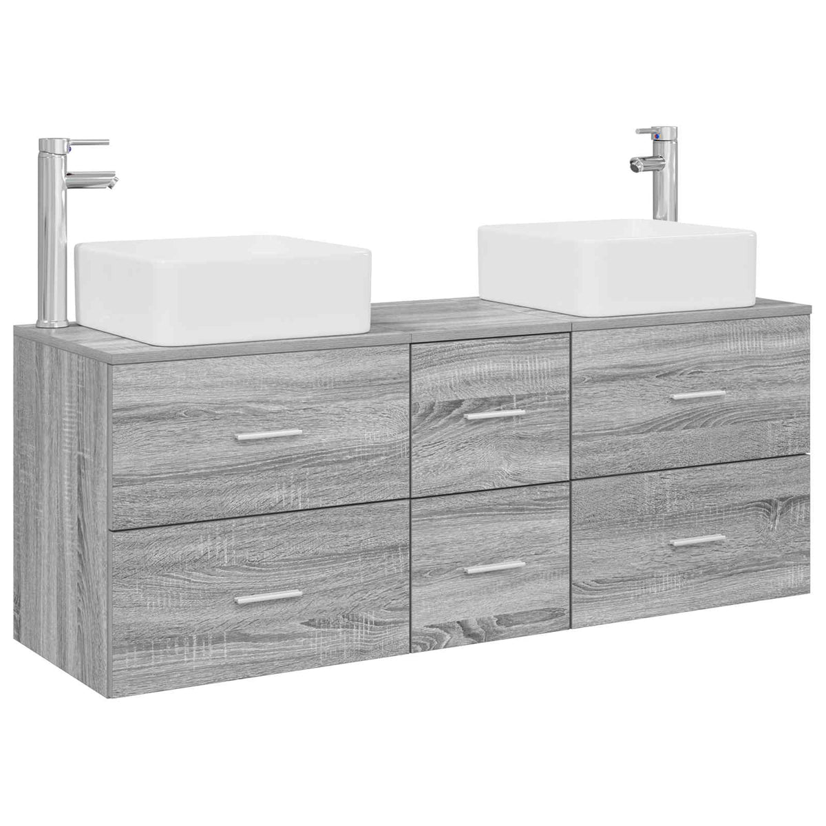 Bathroom Cabinet Set 3 pcs 129 x 41 x 80 cm Grey sonoma