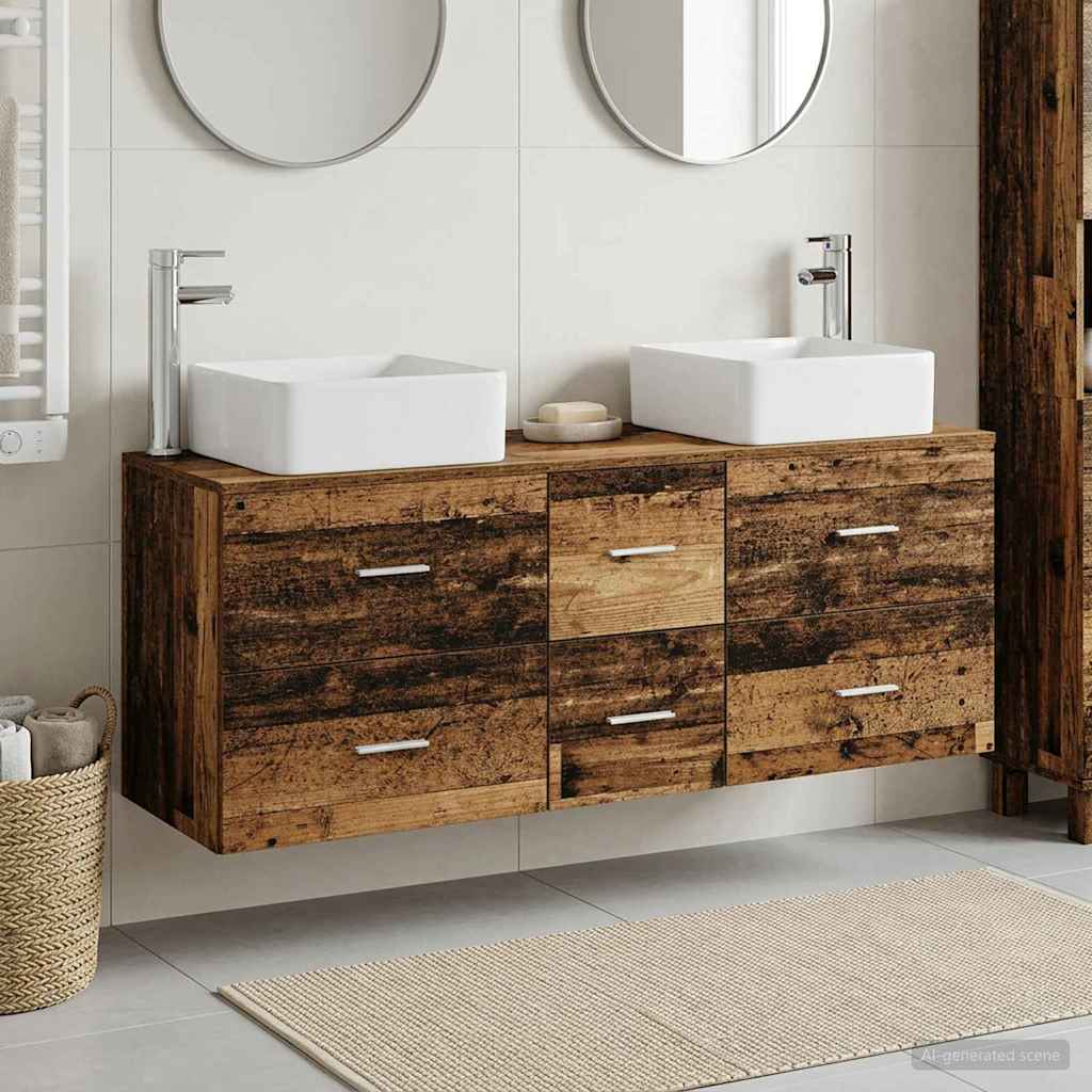 vidaXL Bathroom Cabinet Set 3 pcs Old Wood 129 x 41 x 80 cm 1