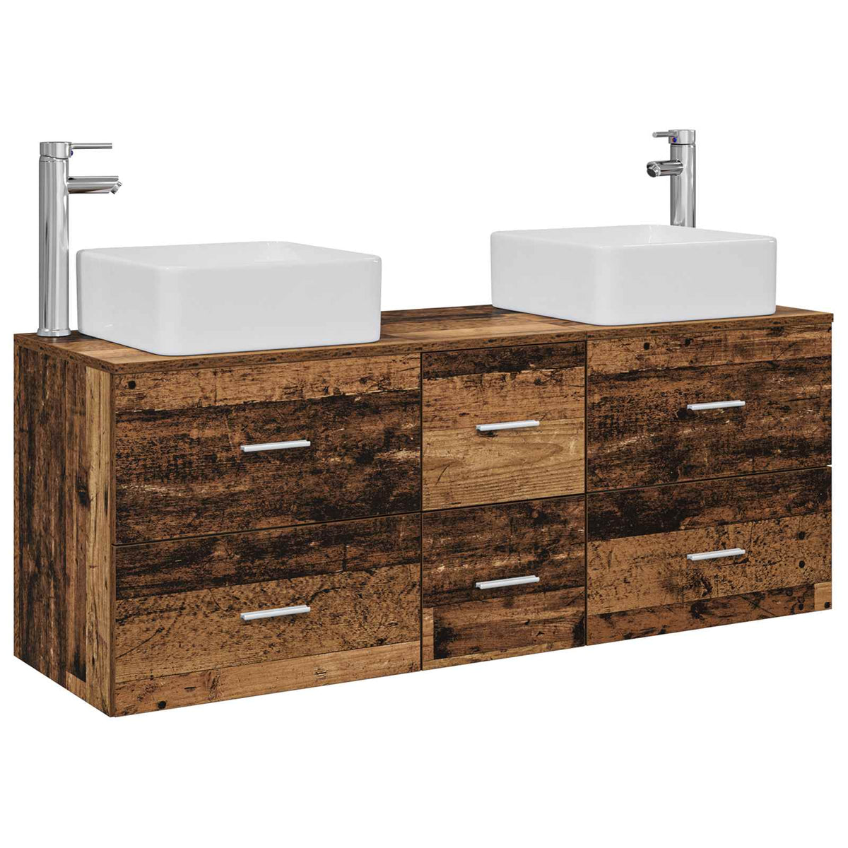 vidaXL Bathroom Cabinet Set 3 pcs Old Wood 129 x 41 x 80 cm 2