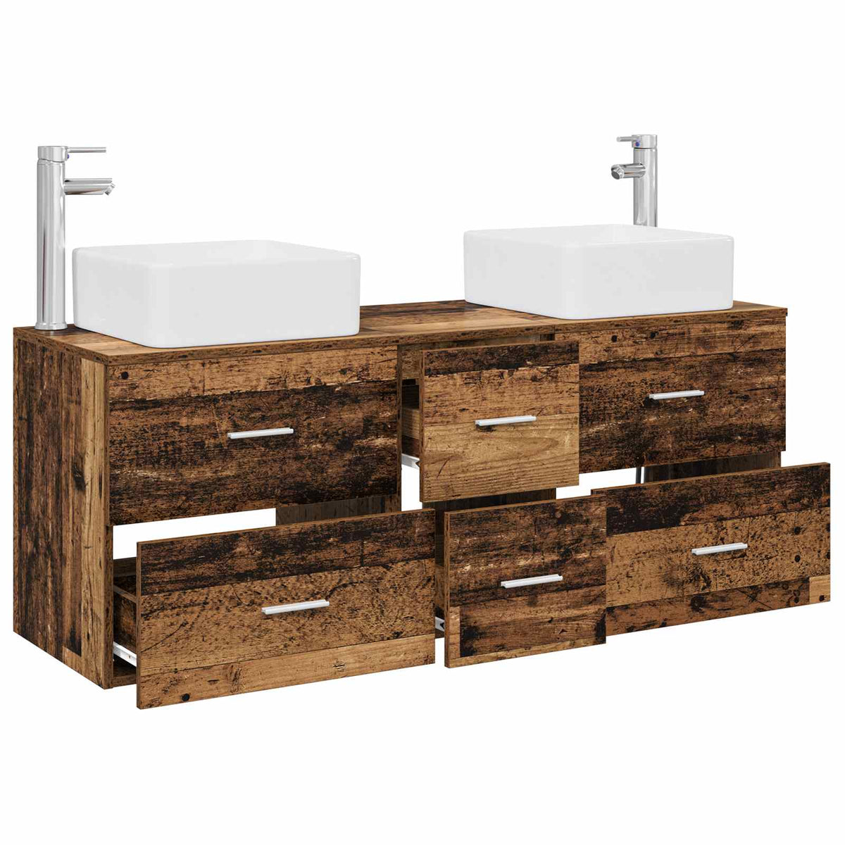 vidaXL Bathroom Cabinet Set 3 pcs Old Wood 129 x 41 x 80 cm 3