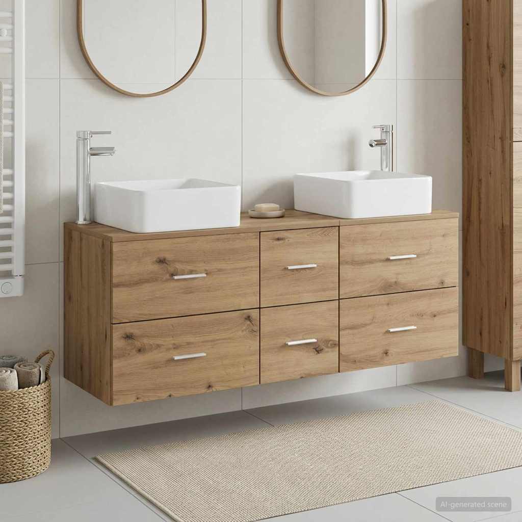 vidaXL Bathroom Cabinet Set 3 pcs Artisan Oak 129 x 41 x 80 cm 1
