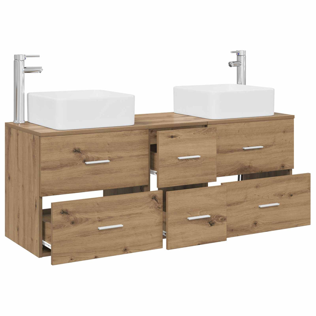 Bathroom Cabinet Set 3 pcs 129 x 41 x 80 cm Artisan oak