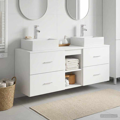 vidaXL Bathroom Cabinet Set 3 pcs White 129 x 41 x 79.5 cm 1