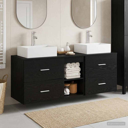 vidaXL Bathroom Cabinet Set 3 pcs Black 129 x 41 x 79.5 cm 1