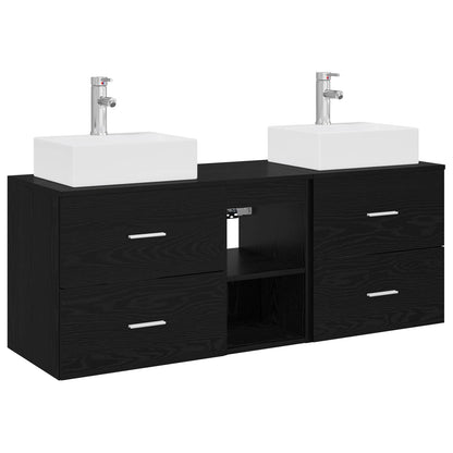 vidaXL Bathroom Cabinet Set 3 pcs Black 129 x 41 x 79.5 cm 2