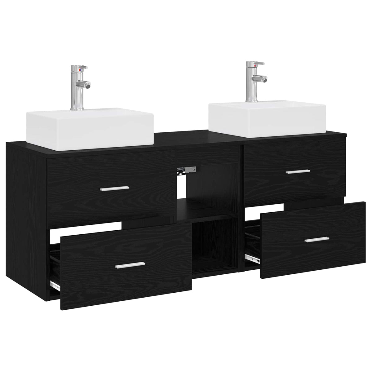 vidaXL Bathroom Cabinet Set 3 pcs Black 129 x 41 x 79.5 cm 4