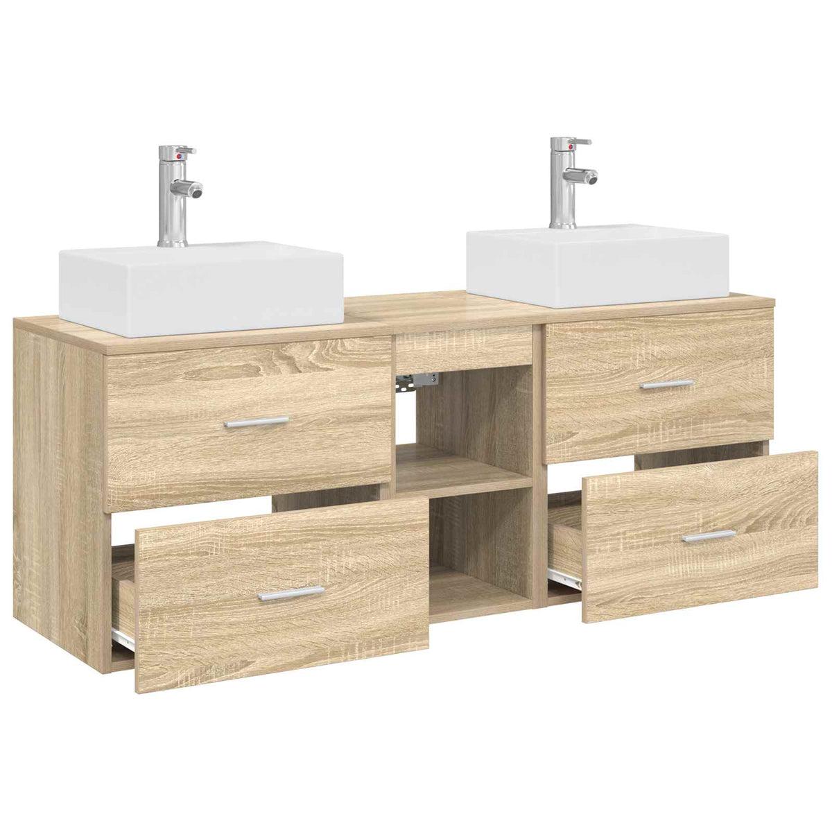 vidaXL Bathroom Cabinet Set 3 pcs Sonoma Oak 129 x 41 x 79.5 cm 4
