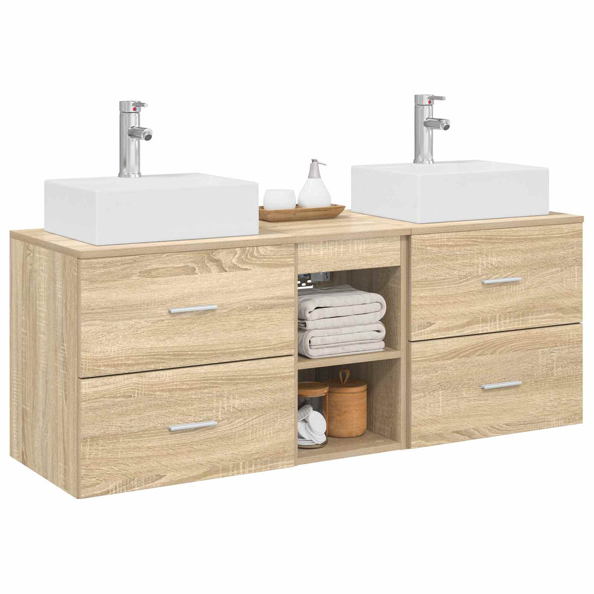 vidaXL Bathroom Cabinet Set 3 pcs Sonoma Oak 129 x 41 x 79.5 cm 3