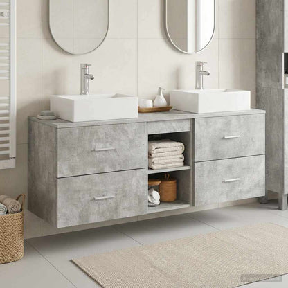 vidaXL Bathroom Cabinet Set 3 pcs Concrete Grey 129 x 41 x 79.5 cm 1