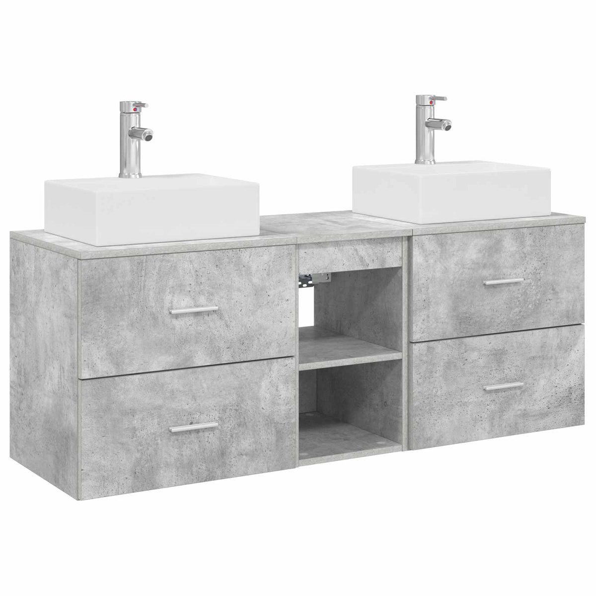 vidaXL Bathroom Cabinet Set 3 pcs Concrete Grey 129 x 41 x 79.5 cm 2