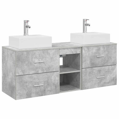 vidaXL Bathroom Cabinet Set 3 pcs Concrete Grey 129 x 41 x 79.5 cm 2