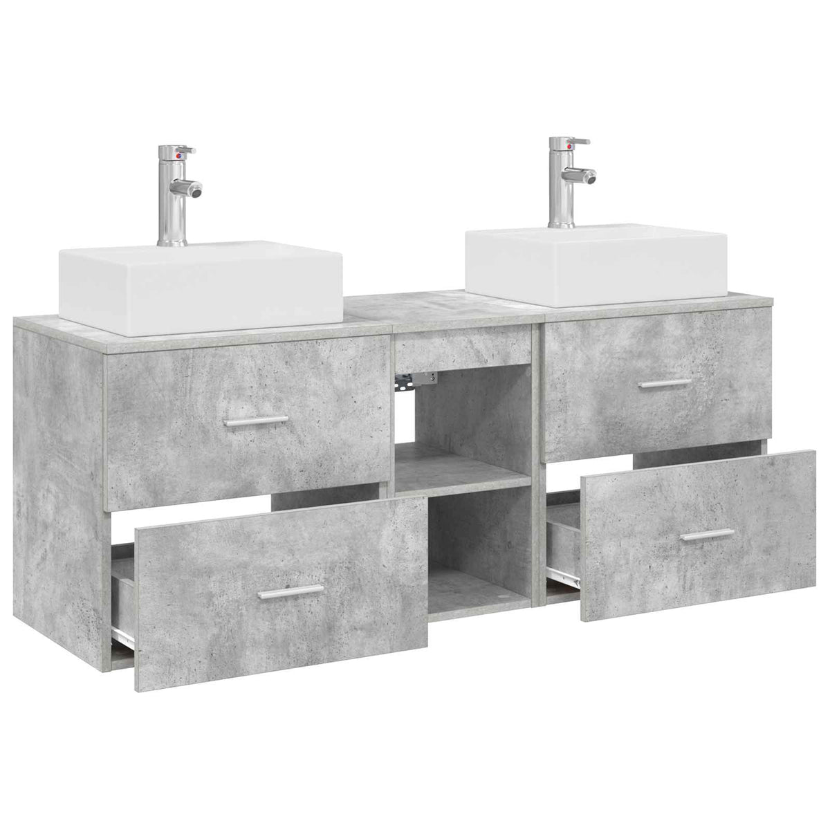 vidaXL Bathroom Cabinet Set 3 pcs Concrete Grey 129 x 41 x 79.5 cm 4