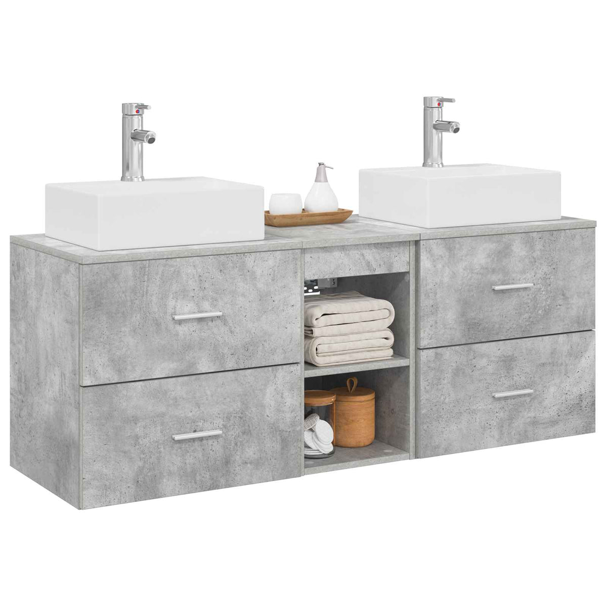 Bathroom Cabinet Set 3 pcs 129 x 41 x 79.5 cm Concrete grey