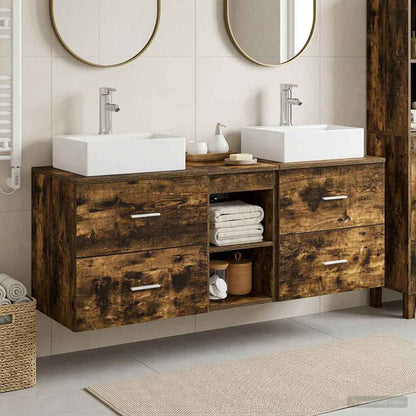 vidaXL Bathroom Cabinet Set 3 pcs Smoked Oak 129 x 41 x 79.5 cm 1