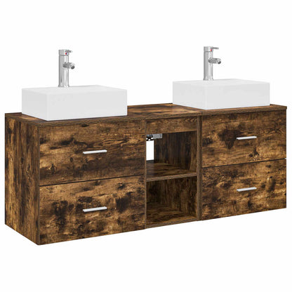 vidaXL Bathroom Cabinet Set 3 pcs Smoked Oak 129 x 41 x 79.5 cm 2