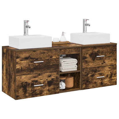 vidaXL Bathroom Cabinet Set 3 pcs Smoked Oak 129 x 41 x 79.5 cm 3