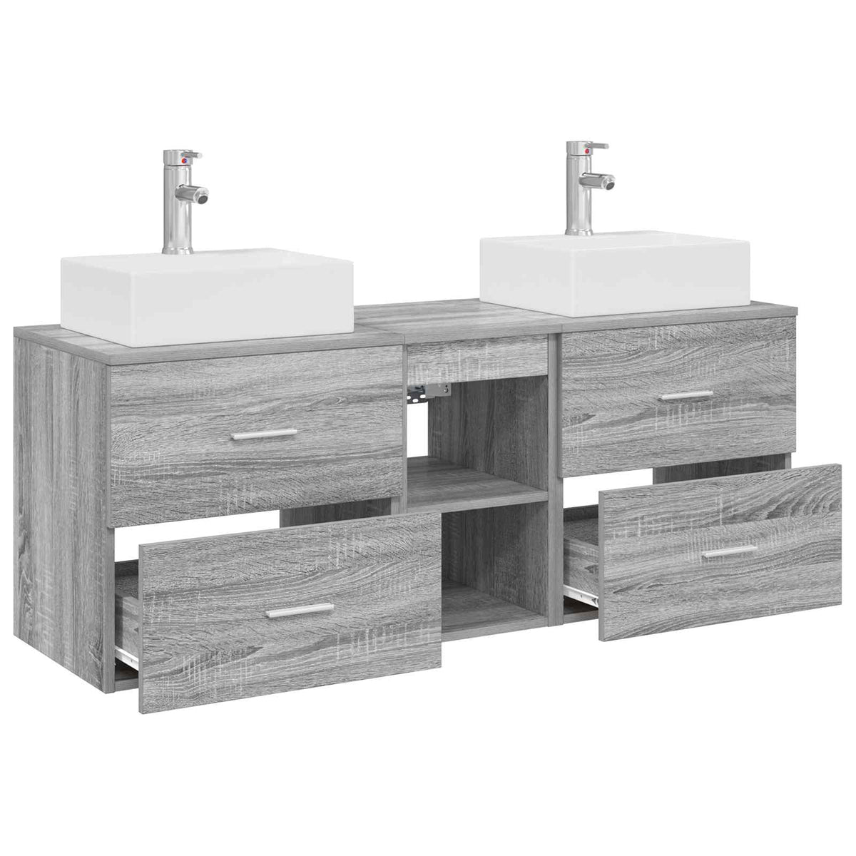 vidaXL Bathroom Cabinet Set 3 pcs Grey Sonoma 129 x 41 x 79.5 cm 4