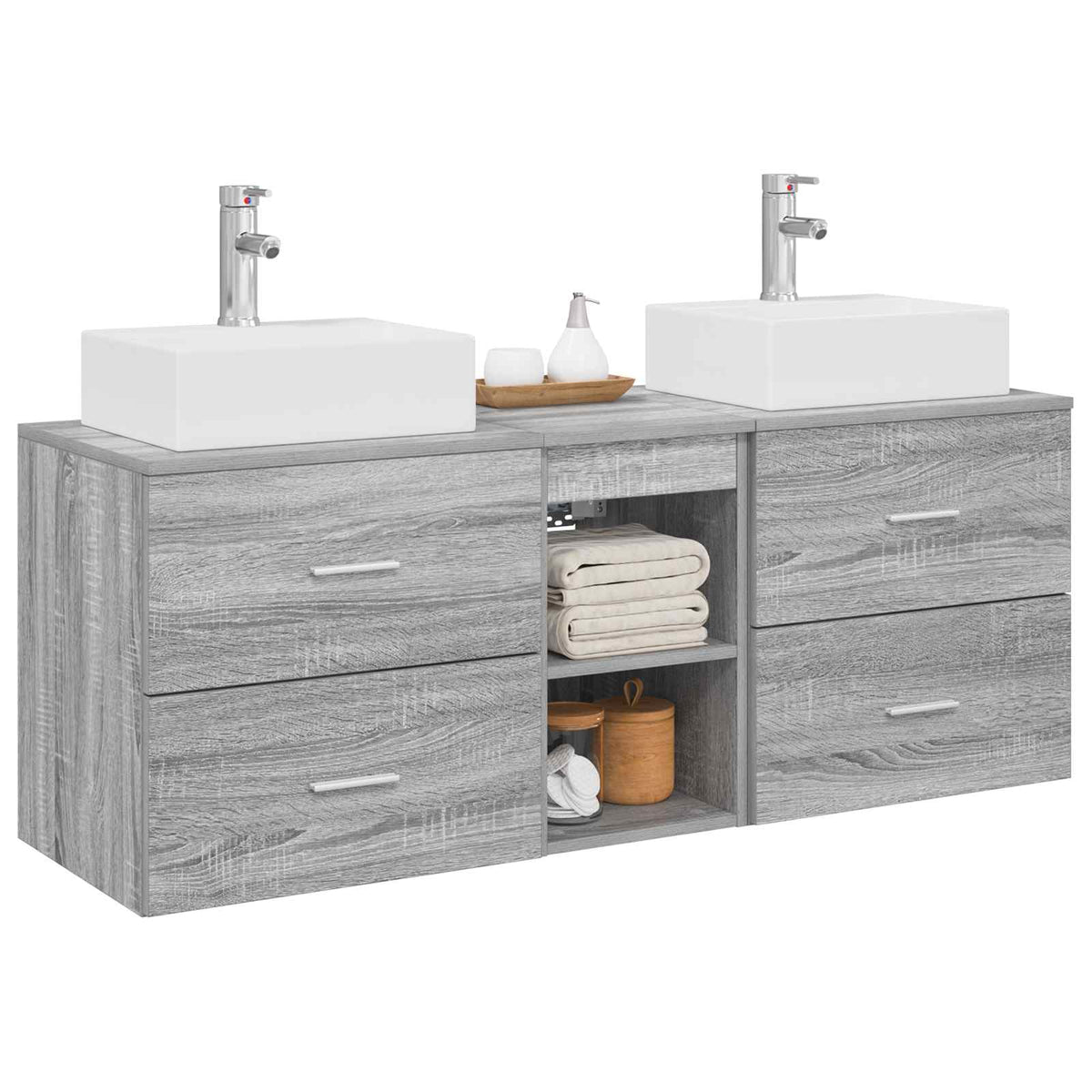 vidaXL Bathroom Cabinet Set 3 pcs Grey Sonoma 129 x 41 x 79.5 cm 3