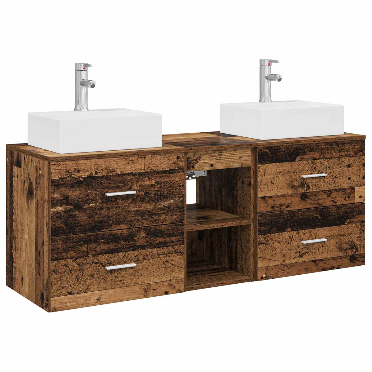 vidaXL Bathroom Cabinet Set 3 pcs Old Wood 129 x 41 x 79.5 cm 2