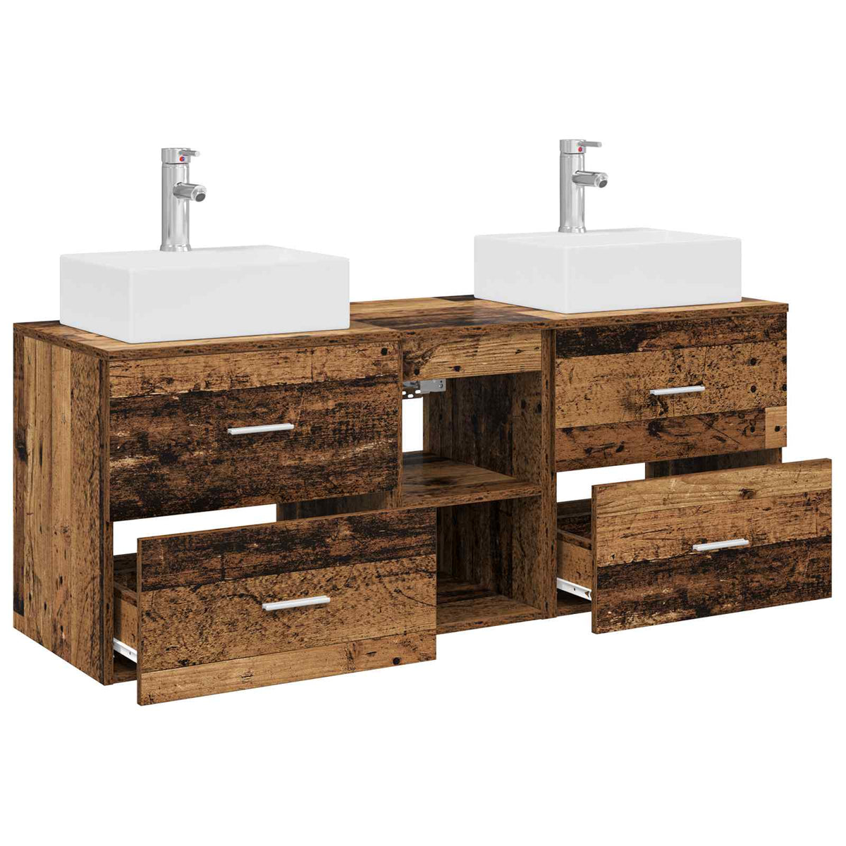 vidaXL Bathroom Cabinet Set 3 pcs Old Wood 129 x 41 x 79.5 cm 4