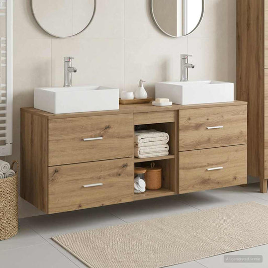Bathroom Cabinet Set 3 pcs 129 x 41 x 79.5 cm Artisan oak
