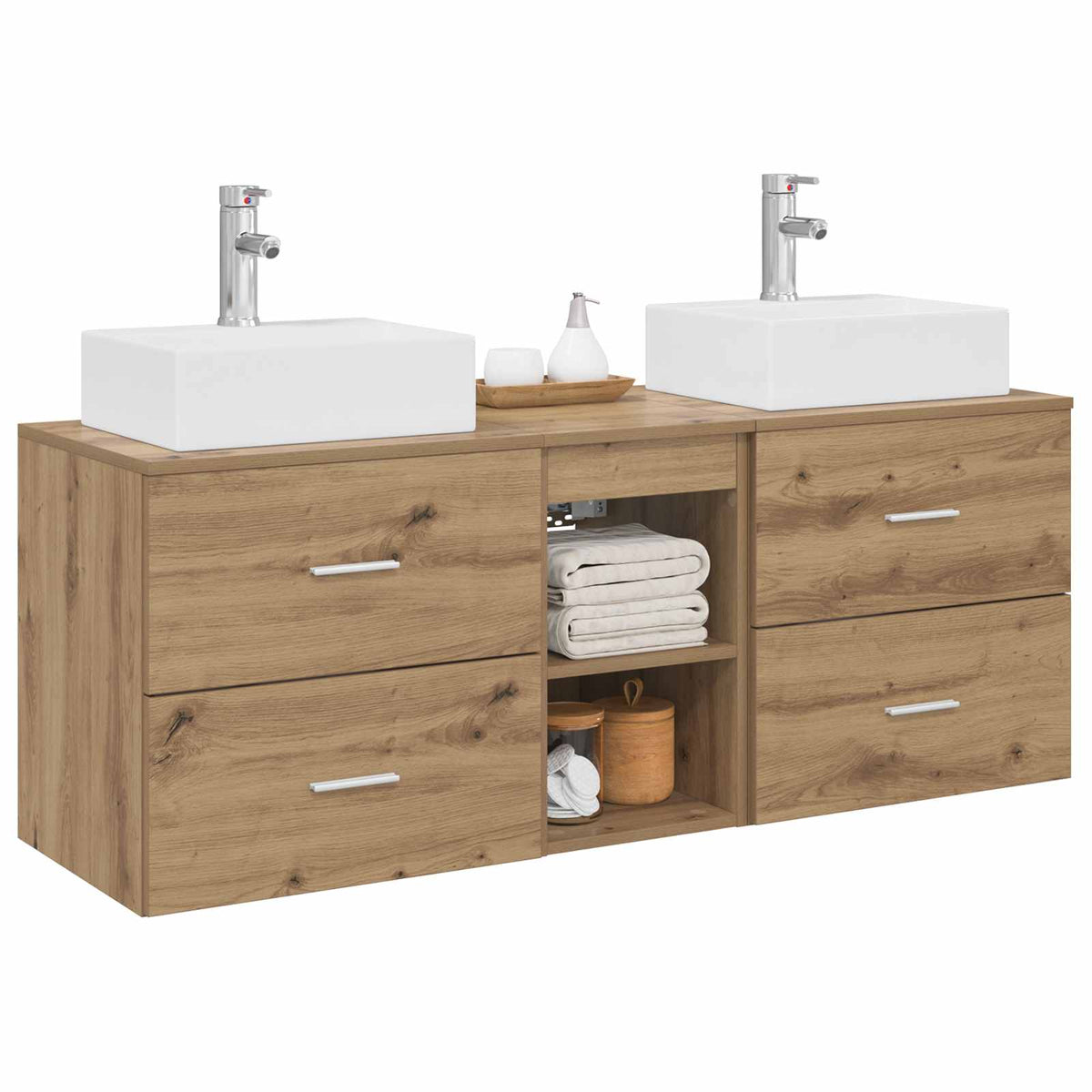 Bathroom Cabinet Set 3 pcs 129 x 41 x 79.5 cm Artisan oak