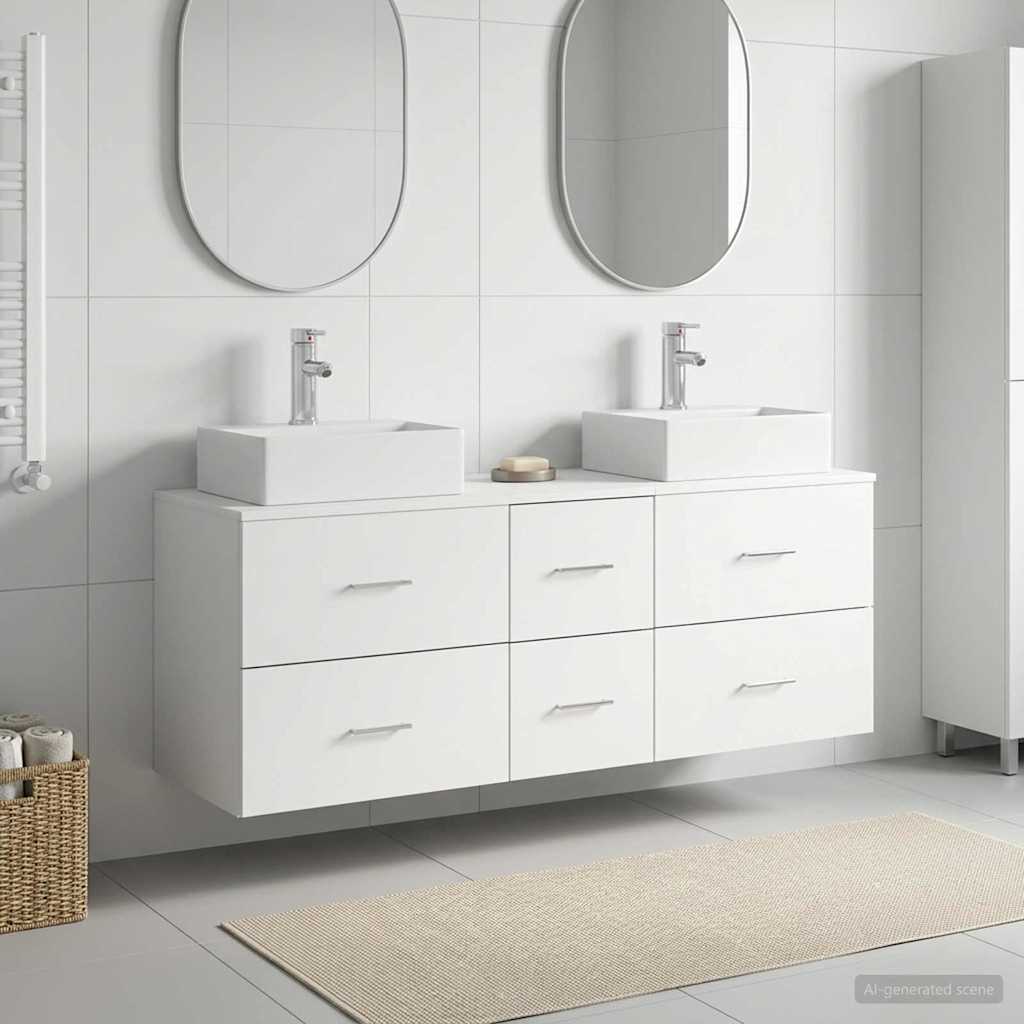 vidaXL Bathroom Cabinet Set 3 pcs White 129 x 41 x 79.5 cm 1