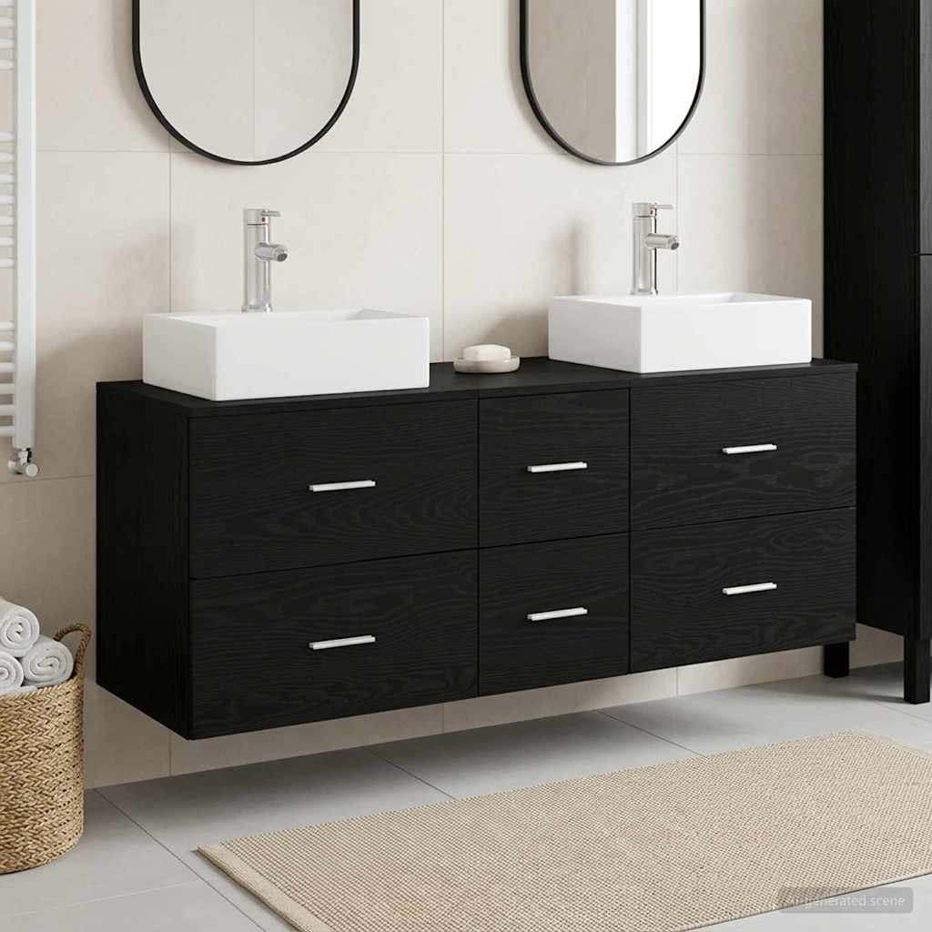 vidaXL Bathroom Cabinet Set 3 pcs Black 129 x 41 x 79.5 cm 1
