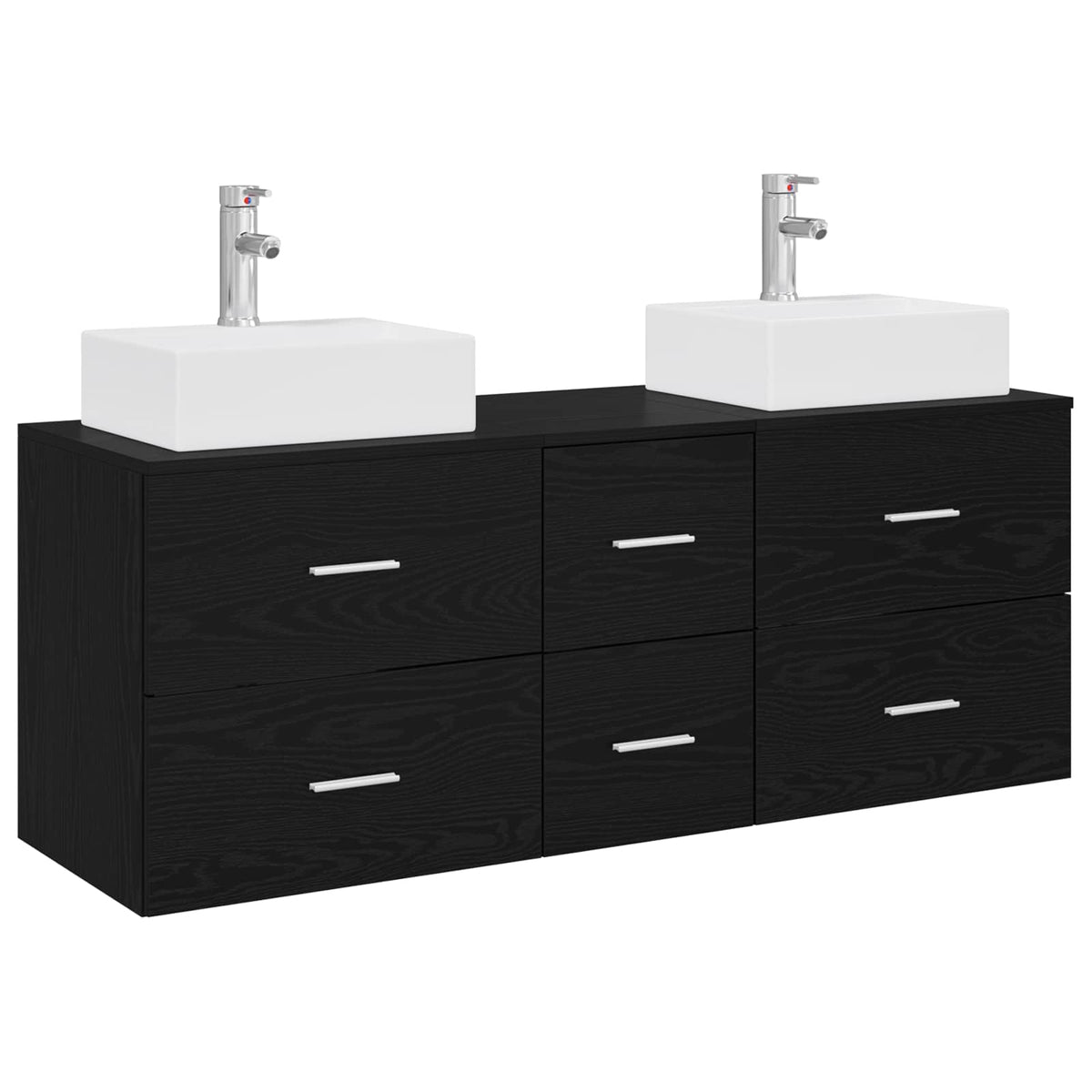 vidaXL Bathroom Cabinet Set 3 pcs Black 129 x 41 x 79.5 cm 2