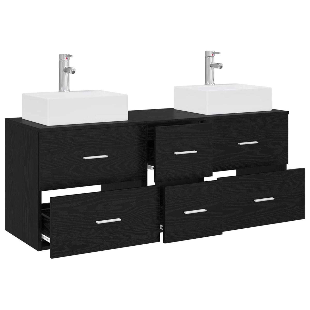vidaXL Bathroom Cabinet Set 3 pcs Black 129 x 41 x 79.5 cm 3