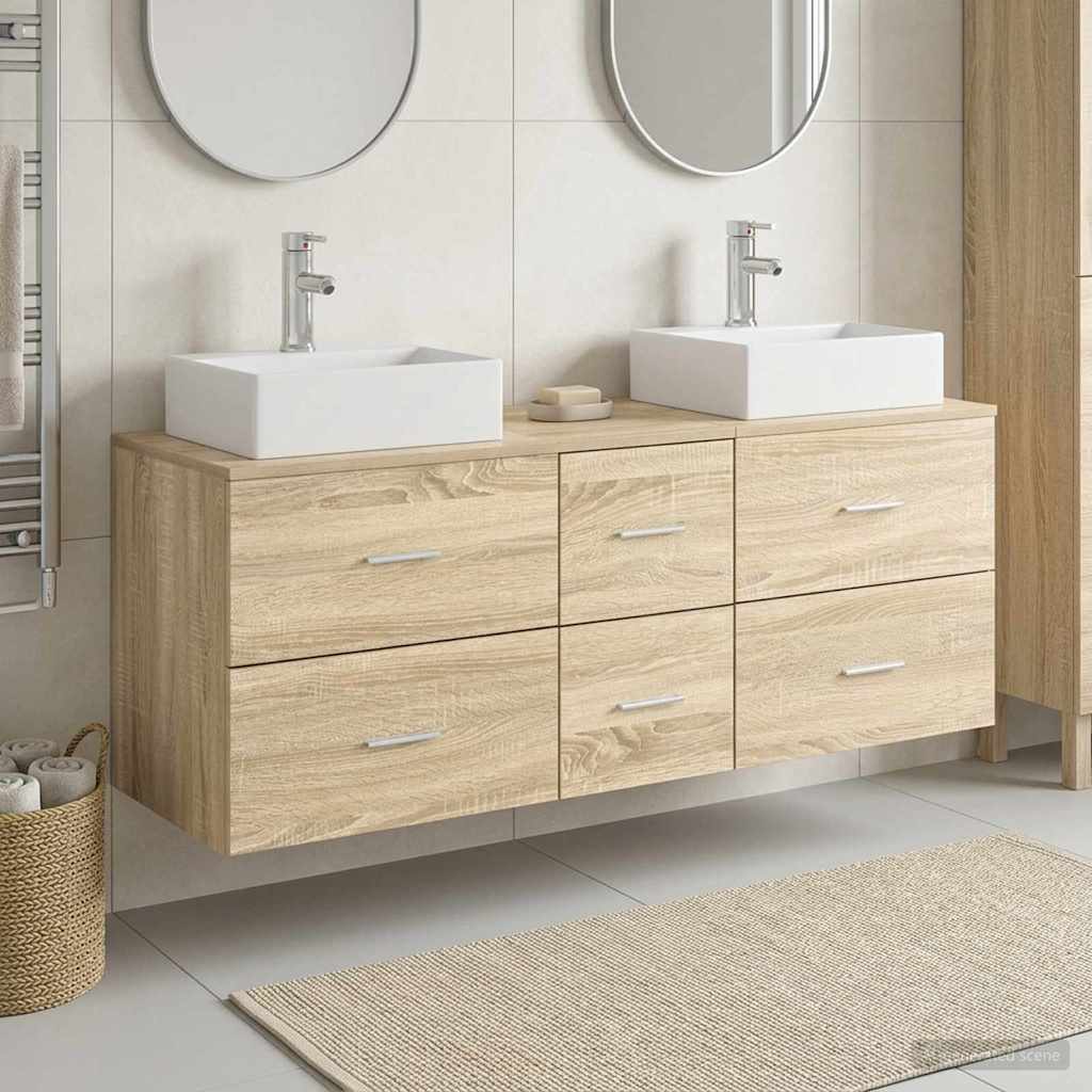 vidaXL Bathroom Cabinet Set 3 pcs Sonoma Oak 129 x 41 x 79.5 cm 1