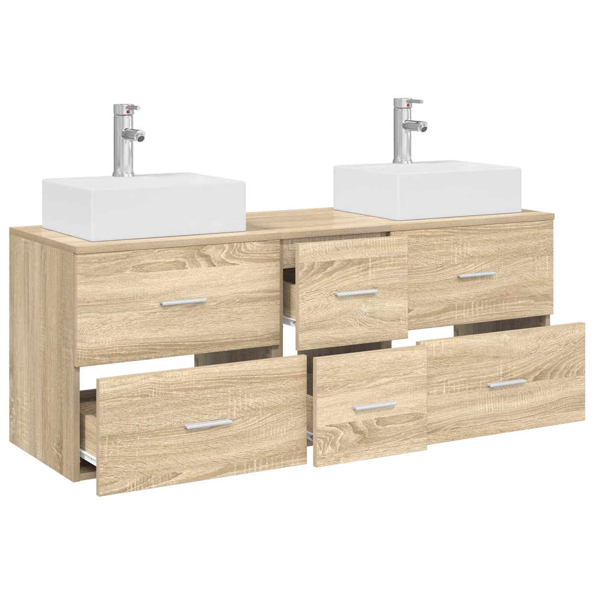 vidaXL Bathroom Cabinet Set 3 pcs Sonoma Oak 129 x 41 x 79.5 cm 3
