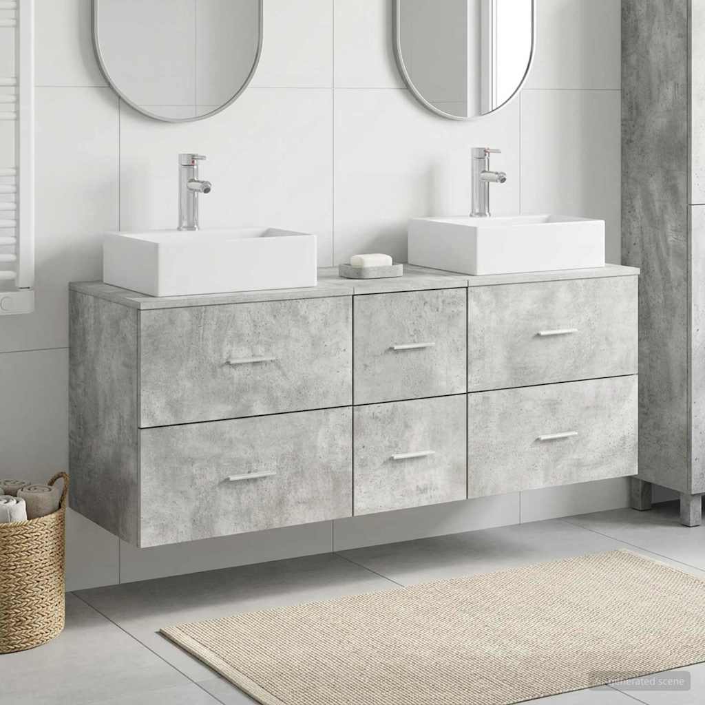 vidaXL Bathroom Cabinet Set 3 pcs Concrete Grey 129 x 41 x 79.5 cm 1