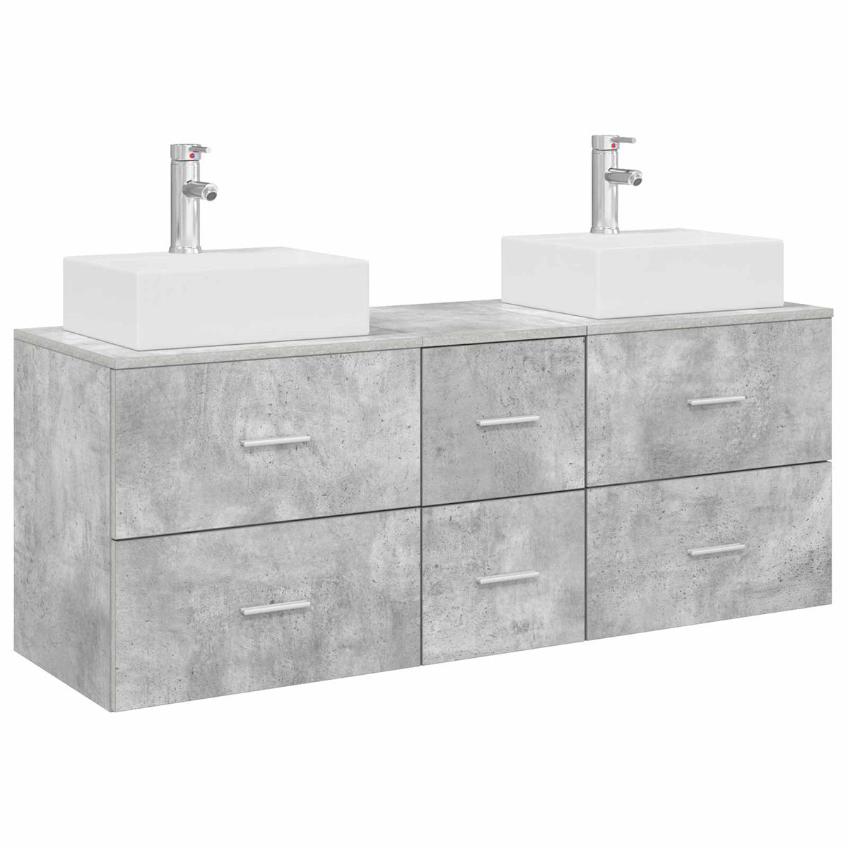 vidaXL Bathroom Cabinet Set 3 pcs Concrete Grey 129 x 41 x 79.5 cm 2