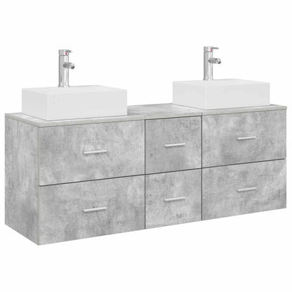 vidaXL Bathroom Cabinet Set 3 pcs Concrete Grey 129 x 41 x 79.5 cm 2